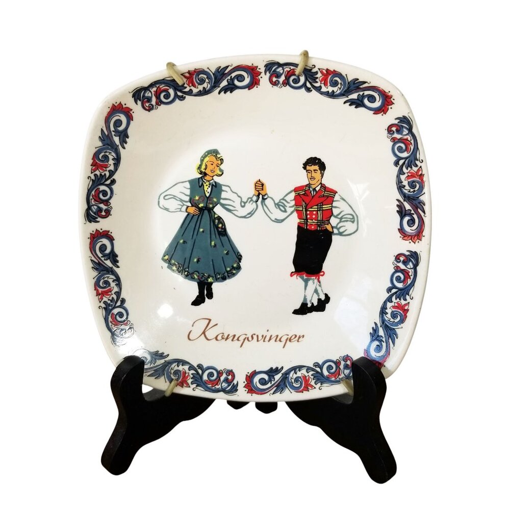 Figgjo Hardanger Folk Dancers Plate Vintage '50s Norway 6" Plate